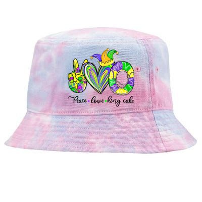 Peace Love King Cake Mardi Gras King Cake Mardi Gras Great Gift Tie-Dyed Bucket Hat