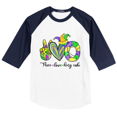 Peace Love King Cake Mardi Gras King Cake Mardi Gras Great Gift Baseball Sleeve Shirt