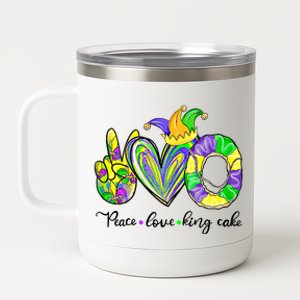 Peace Love King Cake Mardi Gras King Cake Mardi Gras Great Gift 12 oz Stainless Steel Tumbler Cup