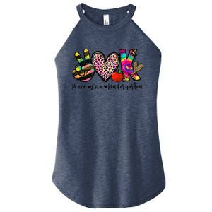 Peace Love Kindergarten Teacher Girls Back To School Funny Women's Perfect Tri Rocker Tank