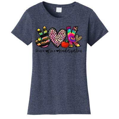 Peace Love Kindergarten Teacher Girls Back To School Funny Women's T-Shirt