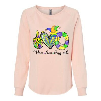 Peace Love King Cake Mardi Gras Womens California Wash Sweatshirt