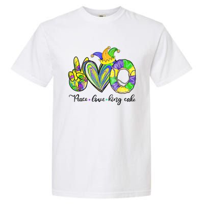 Peace Love King Cake Mardi Gras Garment-Dyed Heavyweight T-Shirt