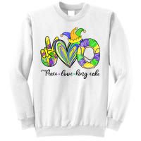 Peace Love King Cake Mardi Gras Sweatshirt