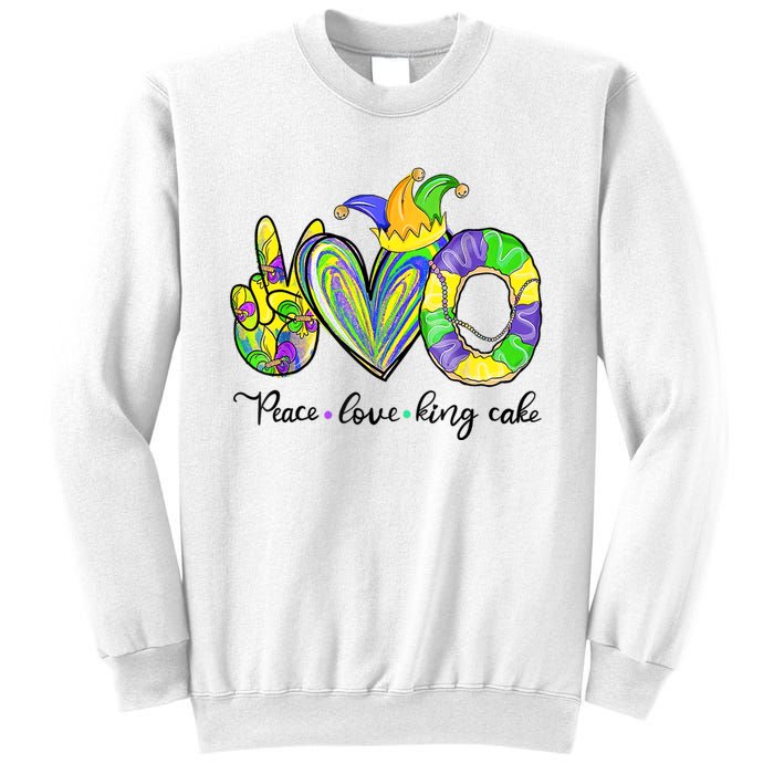 Peace Love King Cake Mardi Gras Sweatshirt