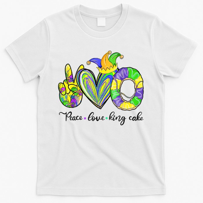 Peace Love King Cake Mardi Gras T-Shirt