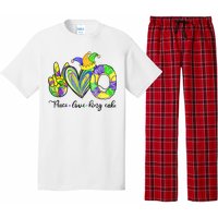 Peace Love King Cake Mardi Gras Pajama Set