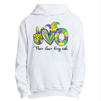 Peace Love King Cake Mardi Gras Urban Pullover Hoodie