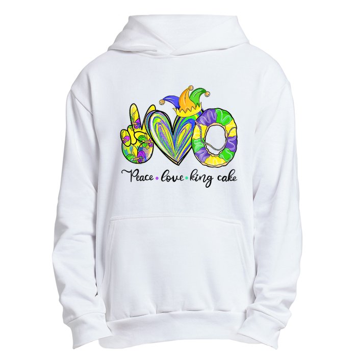 Peace Love King Cake Mardi Gras Urban Pullover Hoodie