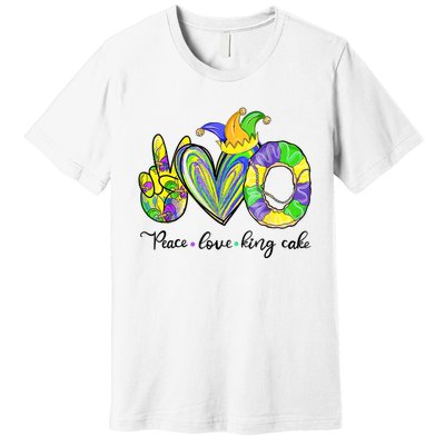 Peace Love King Cake Mardi Gras Premium T-Shirt