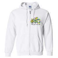 Peace Love King Cake Mardi Gras Full Zip Hoodie