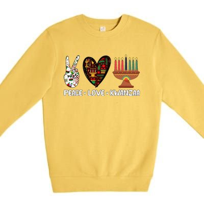 Peace Love Kwanzaa Pajamas African Happy Kwanzaa Matching Premium Crewneck Sweatshirt