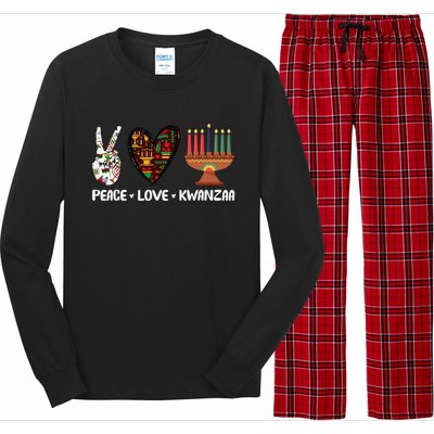 Peace Love Kwanzaa Pajamas African Happy Kwanzaa Matching Long Sleeve Pajama Set