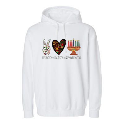 Peace Love Kwanzaa Pajamas African Happy Kwanzaa Matching Garment-Dyed Fleece Hoodie