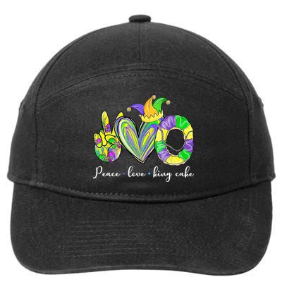 Peace Love King Cake Mardi Gras 7-Panel Snapback Hat