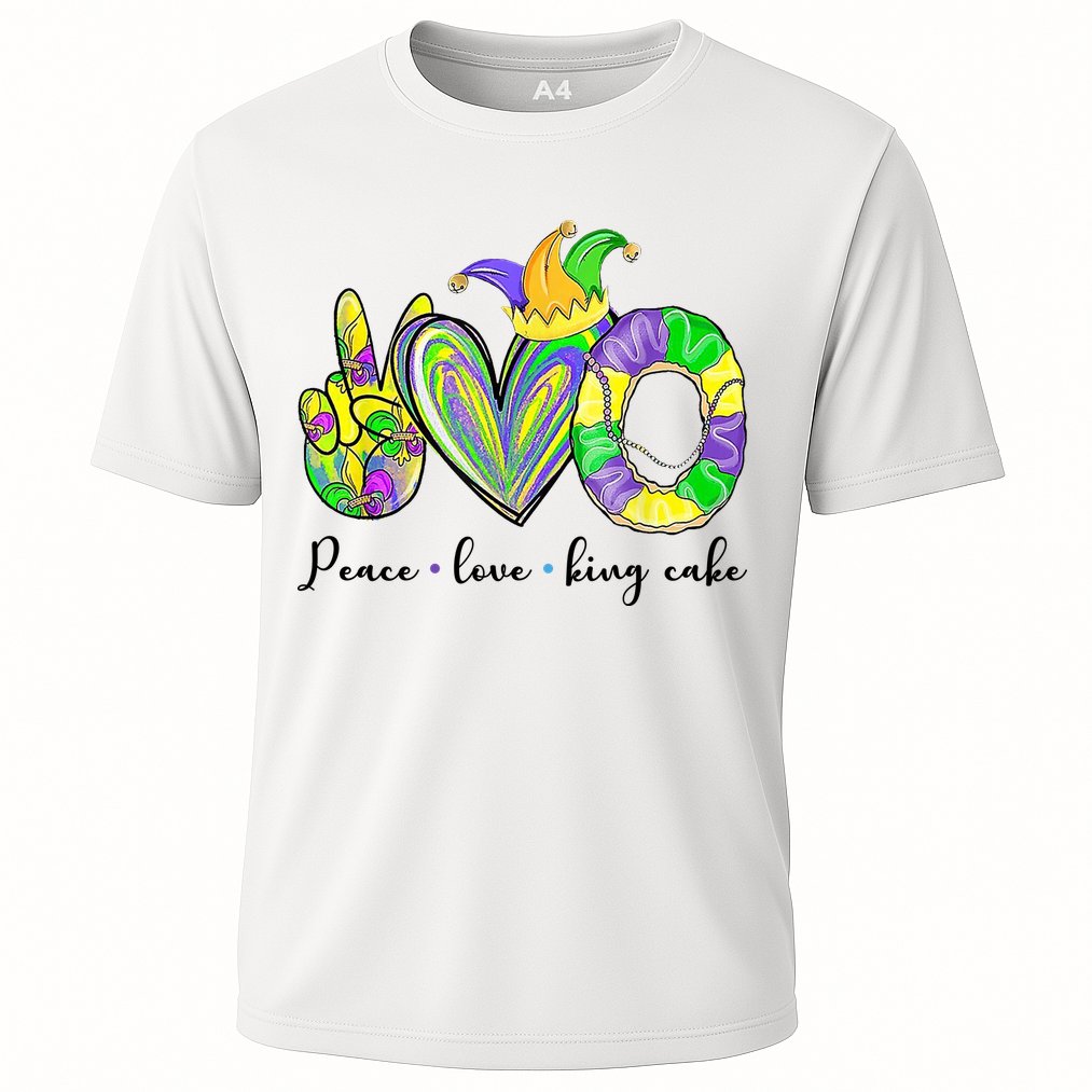 Peace Love King Cake Mardi Gras Cooling Performance Crew T-Shirt