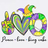 Peace Love King Cake Mardi Gras Cooling Performance Crew T-Shirt