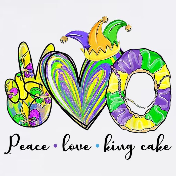Peace Love King Cake Mardi Gras Cooling Performance Crew T-Shirt