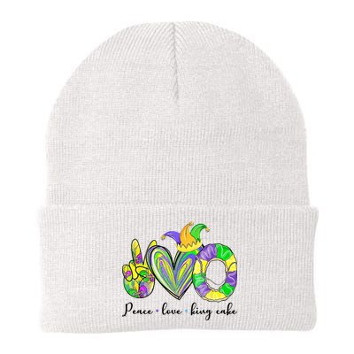 Peace Love King Cake Mardi Gras Beanie