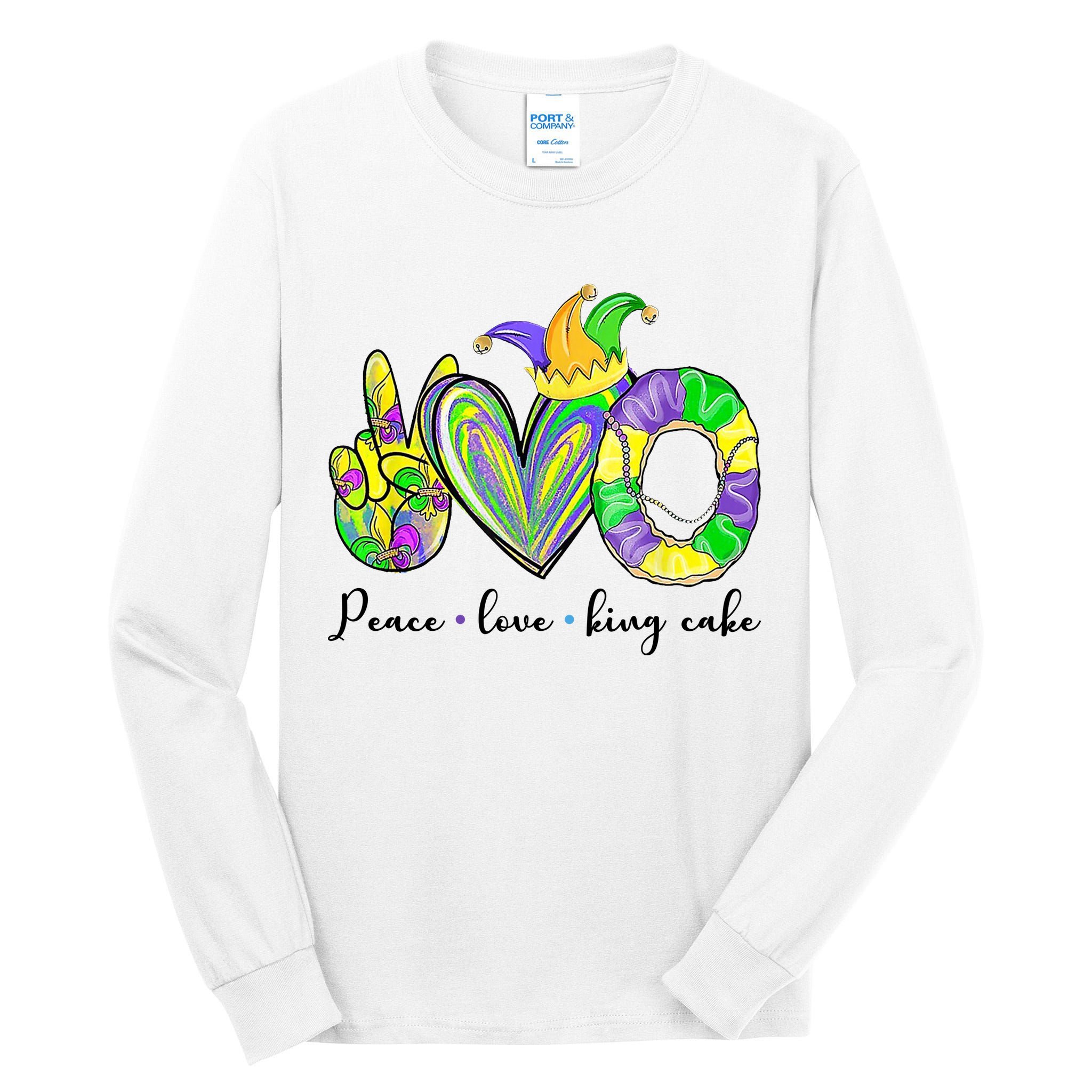 Peace Love King Cake Mardi Gras Tall Long Sleeve T-Shirt