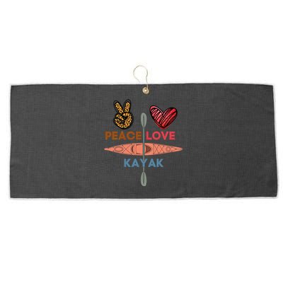 Peace Love Kayak Heart Kayaker Canoeing Paddling Boating Gift Large Microfiber Waffle Golf Towel