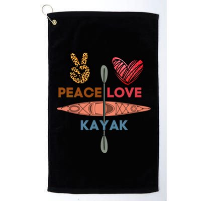 Peace Love Kayak Heart Kayaker Canoeing Paddling Boating Gift Platinum Collection Golf Towel