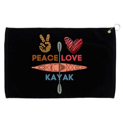 Peace Love Kayak Heart Kayaker Canoeing Paddling Boating Gift Grommeted Golf Towel