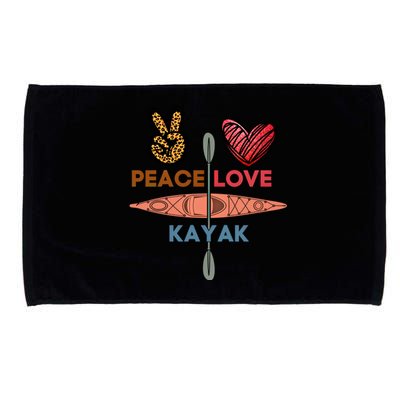 Peace Love Kayak Heart Kayaker Canoeing Paddling Boating Gift Microfiber Hand Towel