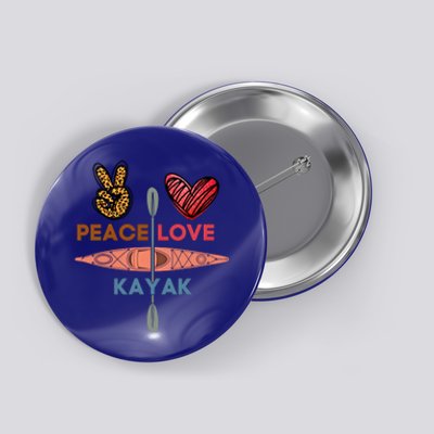 Peace Love Kayak Heart Kayaker Canoeing Paddling Boating Gift Button