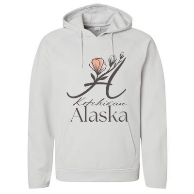 Proud Lady Ketchikan Alaska Women Home Sweet Home Performance Fleece Hoodie