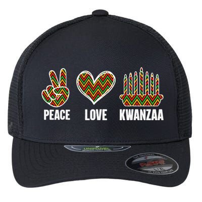 Peace Love Kwanzaa Happy Kwanzaa African American Flexfit Unipanel Trucker Cap