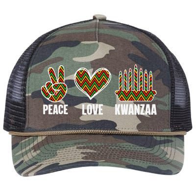 Peace Love Kwanzaa Happy Kwanzaa African American Retro Rope Trucker Hat Cap