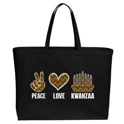 Peace Love Kwanzaa Happy Kwanzaa African American Cotton Canvas Jumbo Tote