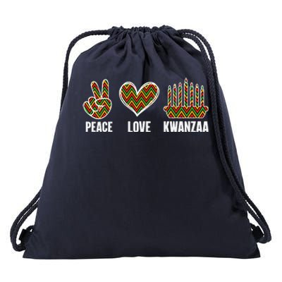 Peace Love Kwanzaa Happy Kwanzaa African American Drawstring Bag