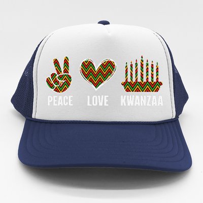 Peace Love Kwanzaa Happy Kwanzaa African American Trucker Hat