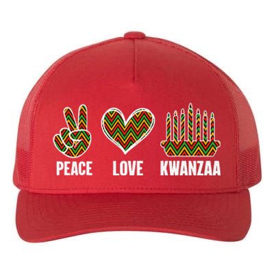 Peace Love Kwanzaa Happy Kwanzaa African American Yupoong Adult 5-Panel Trucker Hat