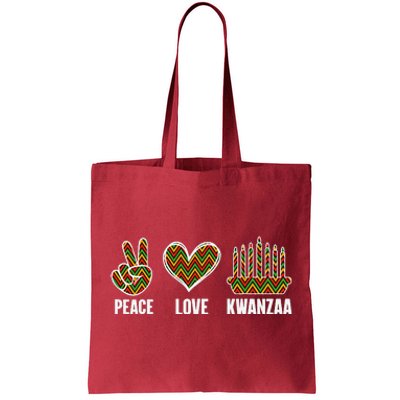 Peace Love Kwanzaa Happy Kwanzaa African American Tote Bag