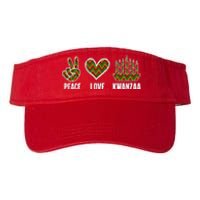 Peace Love Kwanzaa Happy Kwanzaa African American Valucap Bio-Washed Visor