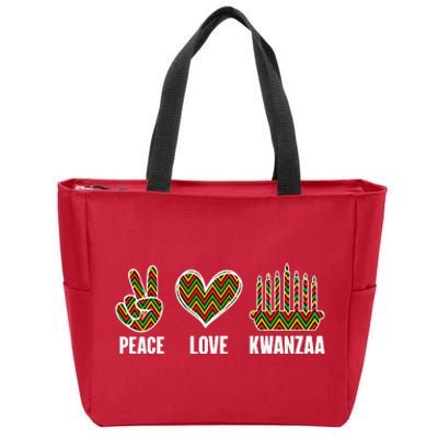 Peace Love Kwanzaa Happy Kwanzaa African American Zip Tote Bag