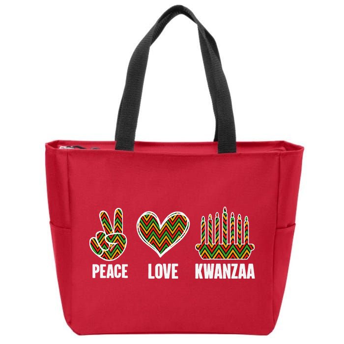 Peace Love Kwanzaa Happy Kwanzaa African American Zip Tote Bag