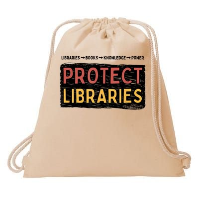 Protect Libraries Knowledge Is Power Drawstring Bag