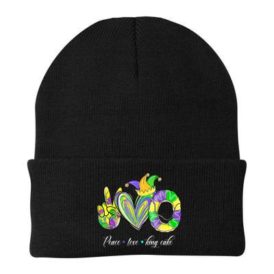 Peace Love King Cake Mardi Gras Beanie