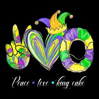 Peace Love King Cake Mardi Gras Drawstring Bag