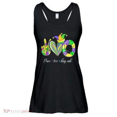 Peace Love King Cake Mardi Gras Ladies Essential Flowy Tank