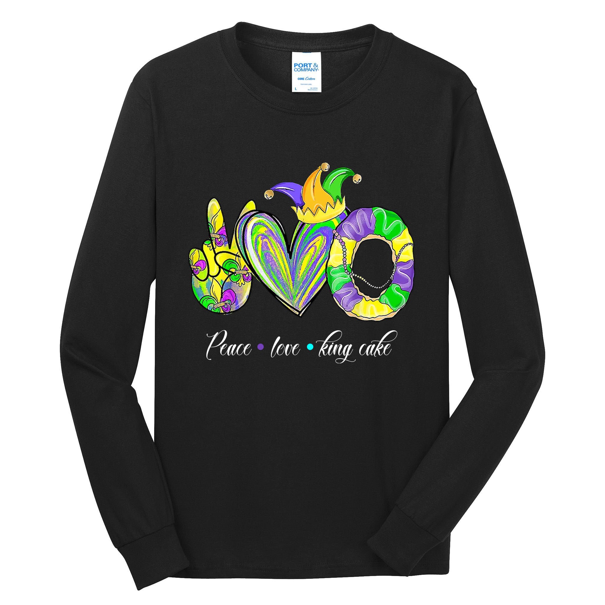 Peace Love King Cake Mardi Gras Tall Long Sleeve T-Shirt