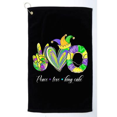 Peace Love King Cake Mardi Gras Golf Towel