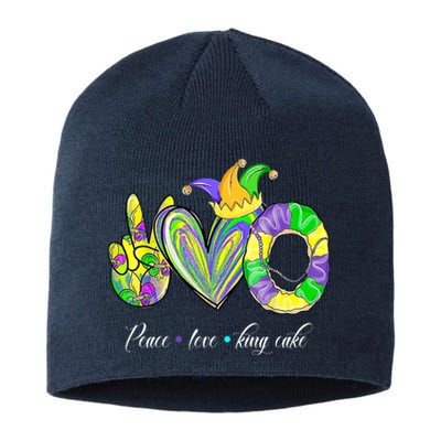 Peace Love King Cake Mardi Gras Sustainable Beanie