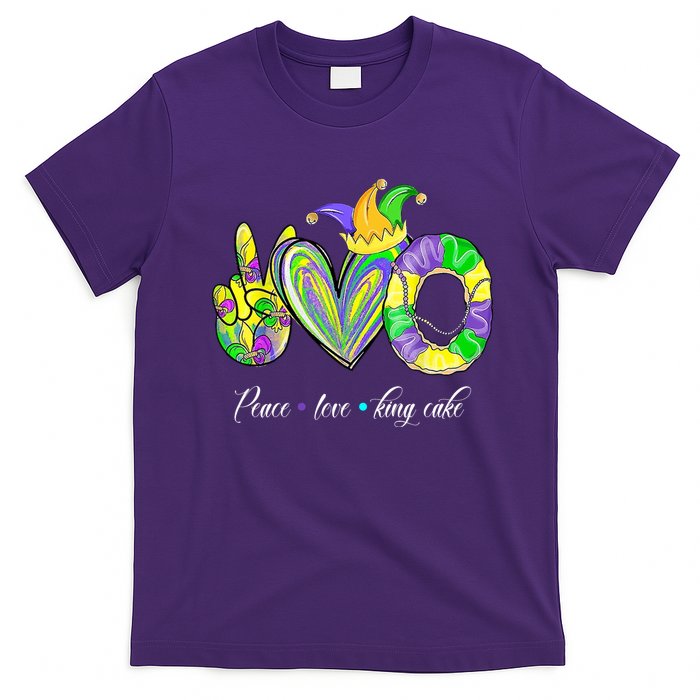 Peace Love King Cake Mardi Gras T-Shirt