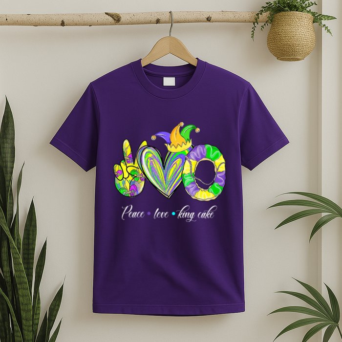 Peace Love King Cake Mardi Gras T-Shirt