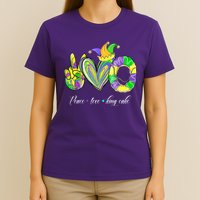 Peace Love King Cake Mardi Gras T-Shirt